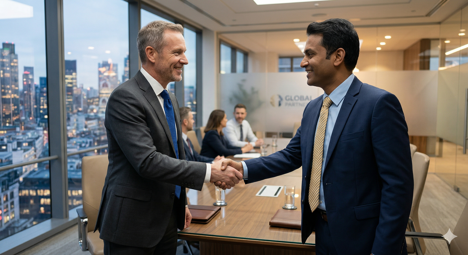 Two business professionals shaking hands